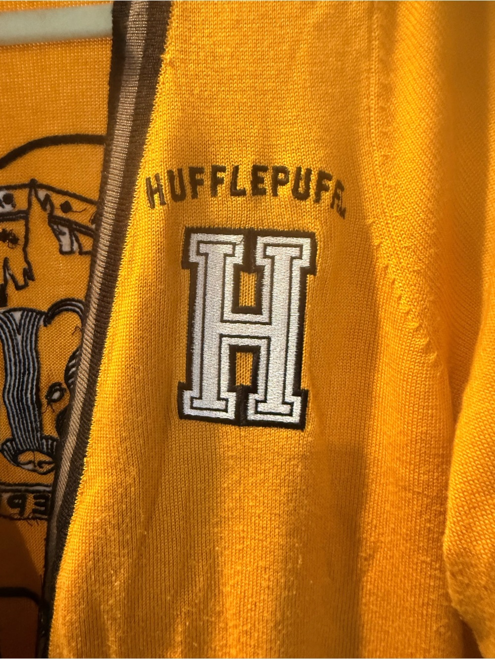 Warner Bros. Harry Potter Mustard Yellow Sweater with Black and Grey Trim